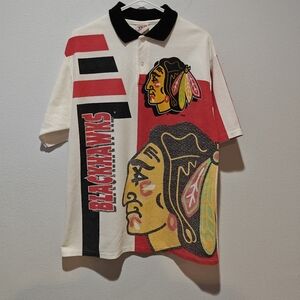 Vintage Chicago Blackhawks Shirt Large Polo Large Graphic NHL Team Rated